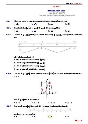 Đề thi thử Tốt nghiệp THPT môn Toán - Mã đề 02 - Năm học 2020-2021